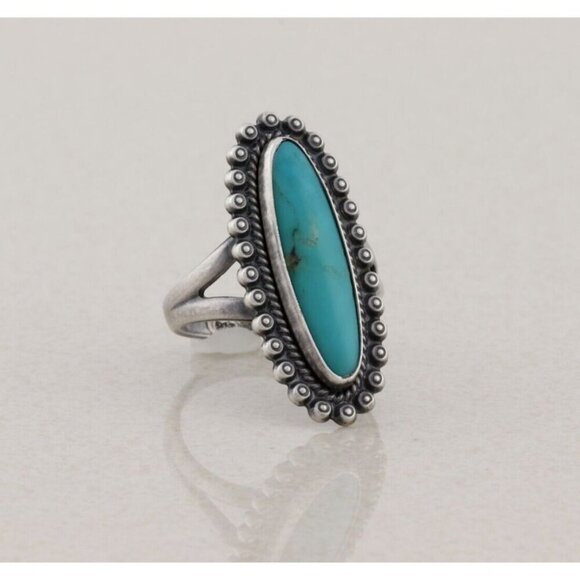 Sterling Silver Natural Turquoise Ring Size 8 1/2 - Picture 3 of 7